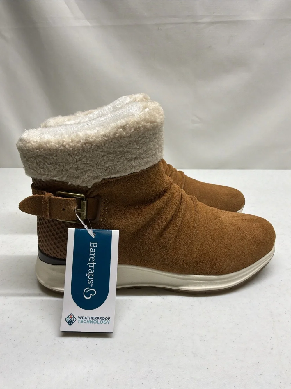 Baretraps Women's Tan Faux-Shearling Ankle Boot